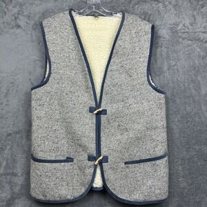 Vintage Norm Thompson Vest Men's Size‎ 44 Wool Sherpa Lined Heather Gray Ireland
